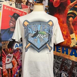 Vintage 90s Tampa Bay Devil Rays Logo 7 Rare MLB Baseball Tee Sz Large